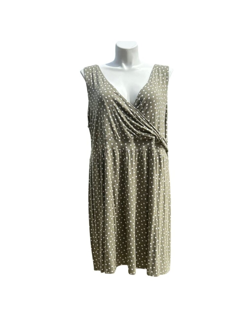 Maurices 24/7 sage Green Polka Dot Sleeveless Summer Casual Dress - 3x